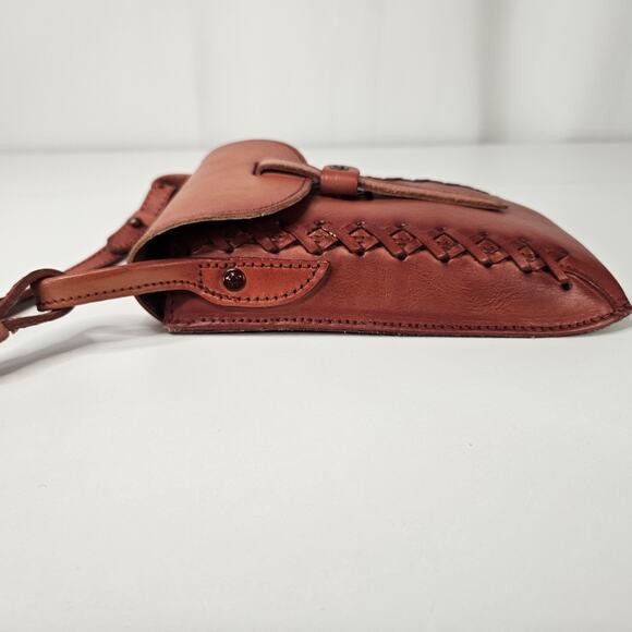 Montana West Genuine Leather Whipstitch Crossbody Micro Bag Red Leather Western - Picture 5 of 11